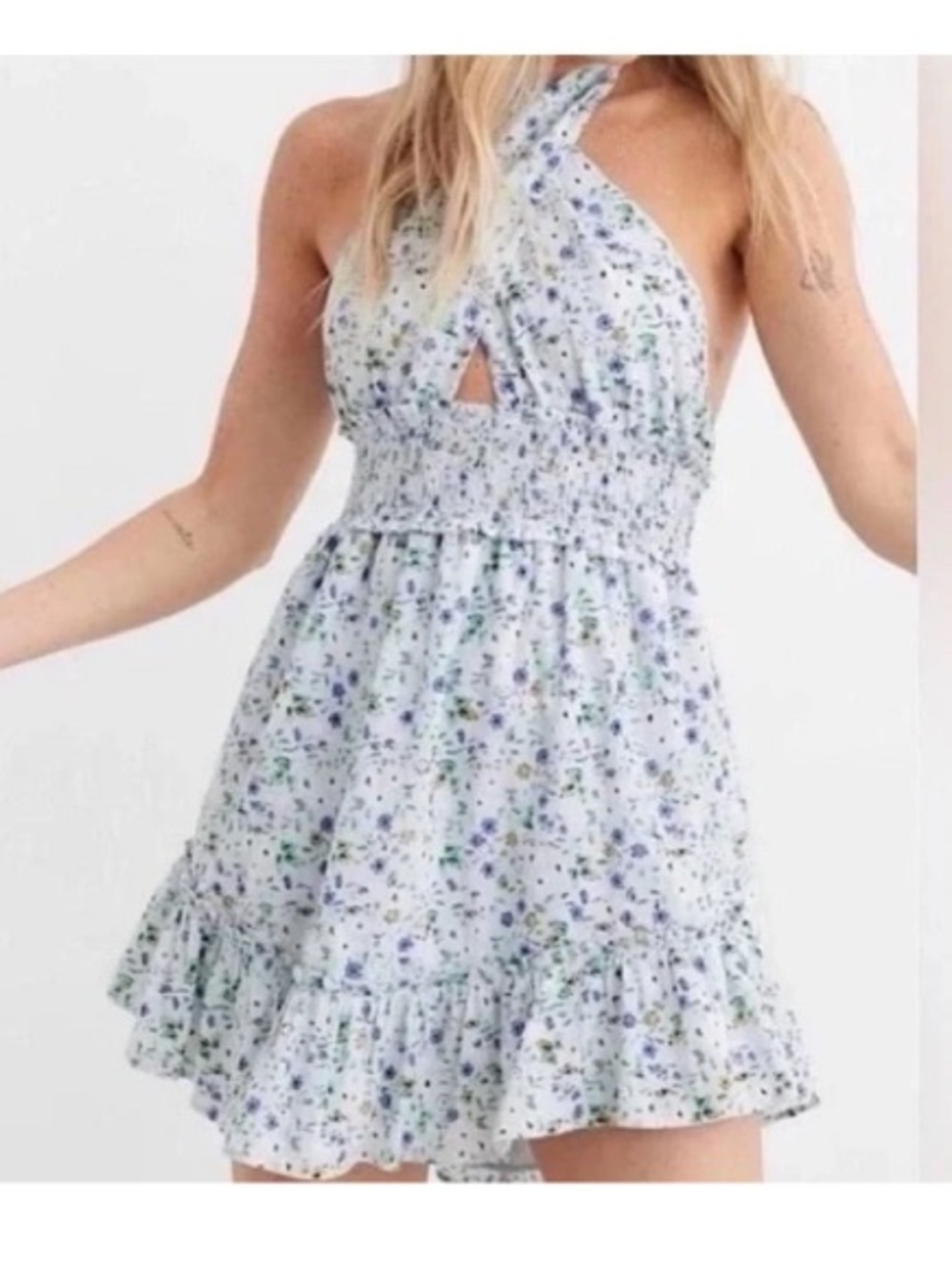 Aerie Spring Fling Floral Mini Dress Large Cottage Feminine Coquette Twee NWT